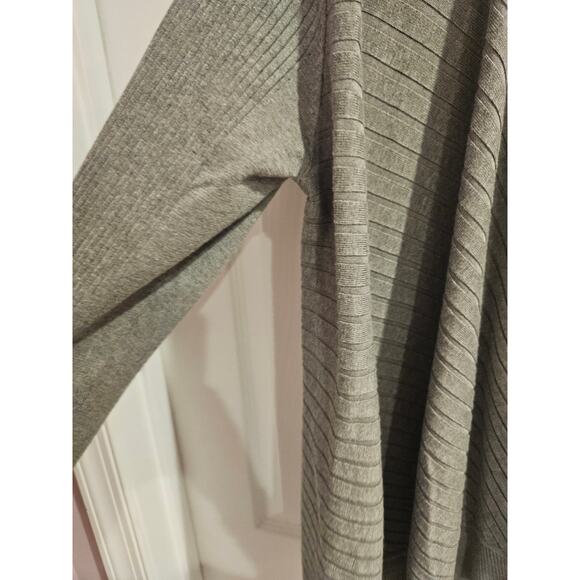 H Halston open drapy viscose cardigan sweater large gray ribbed casual cozy - Picture 5 of 9